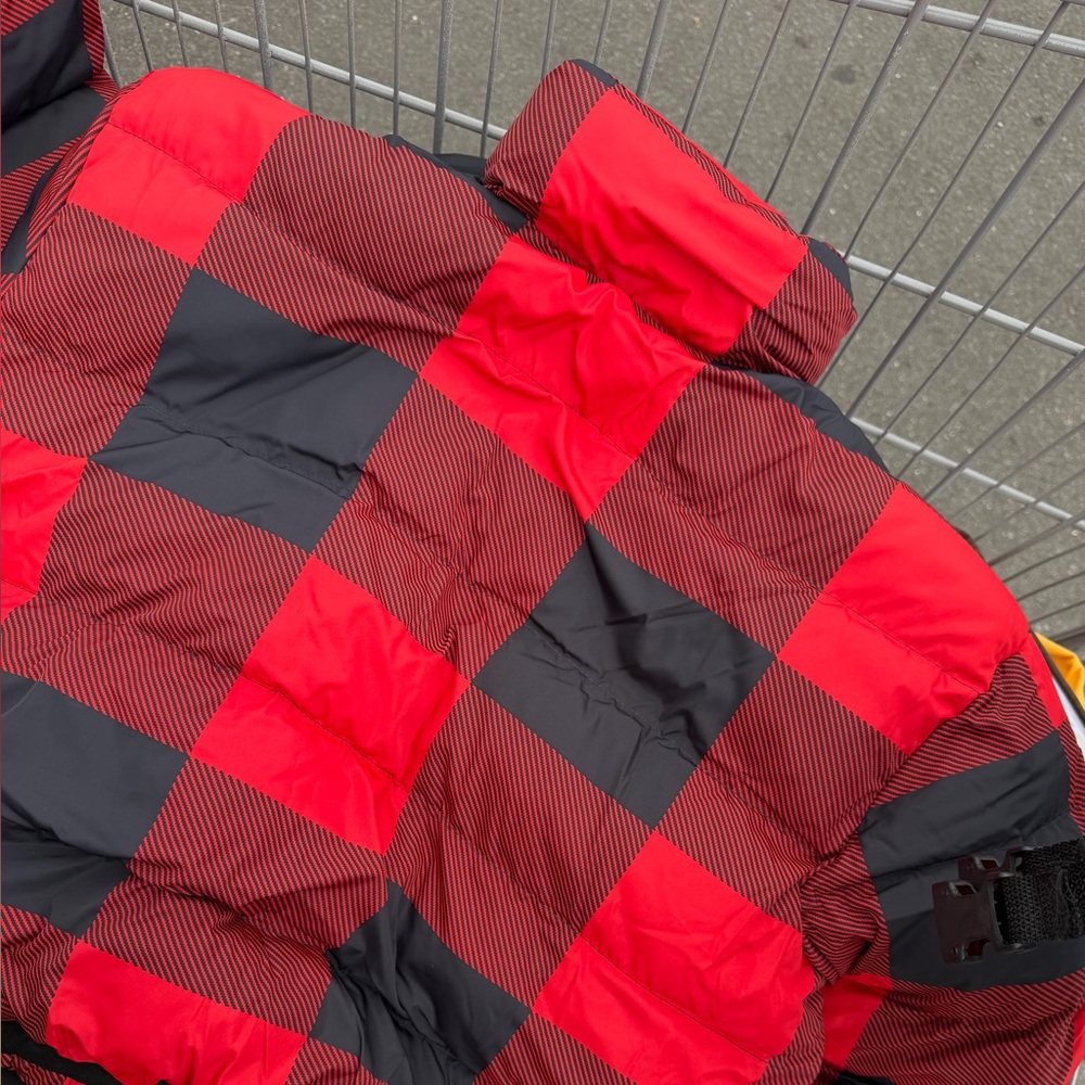 Woolrich Red and Black Buffalo Check Puffer Jacket
